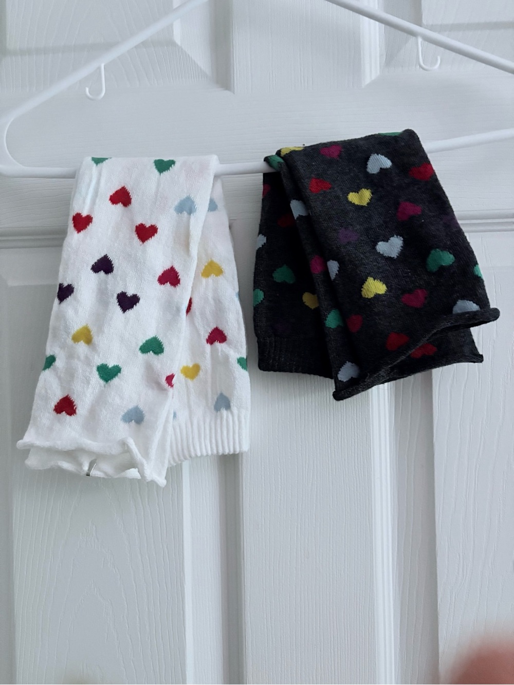2 Pairs Kids Heart Pattern Open Foot Leggings